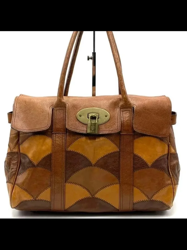 Mulberry Two-Tone Brown Patchwork Shoulder Bag in brown|red|neutral Leather from Poshmark