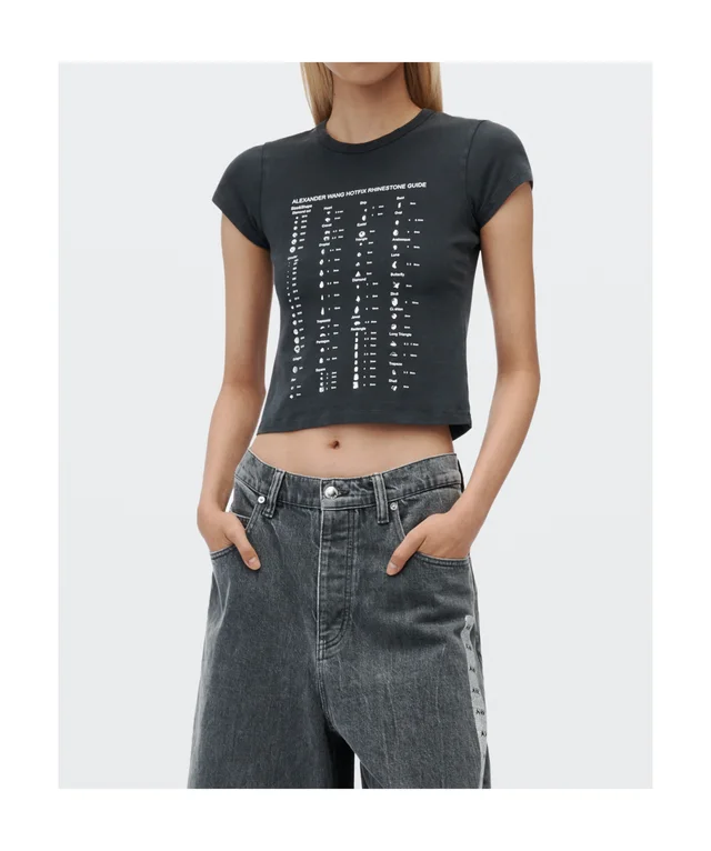 Alexander Wang Fitted Short-Sleeve T-Shirt with Crystal Embellishment, photo 4 of 5 from SENSER