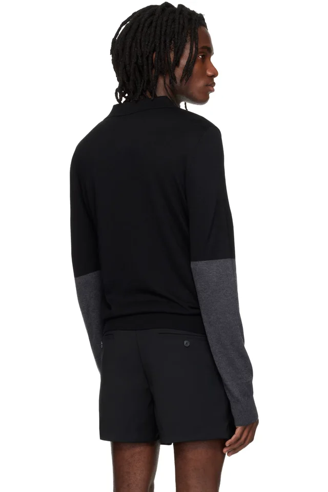 Entire Studios Black Split Sleeve Polo, photo 3 of 4 from SSENSE