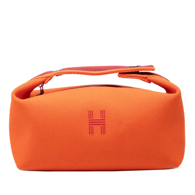 Orange Hermès Small Toile Bride A Brac Case Vanity Bag in Orange Canvas from Designer Revival
