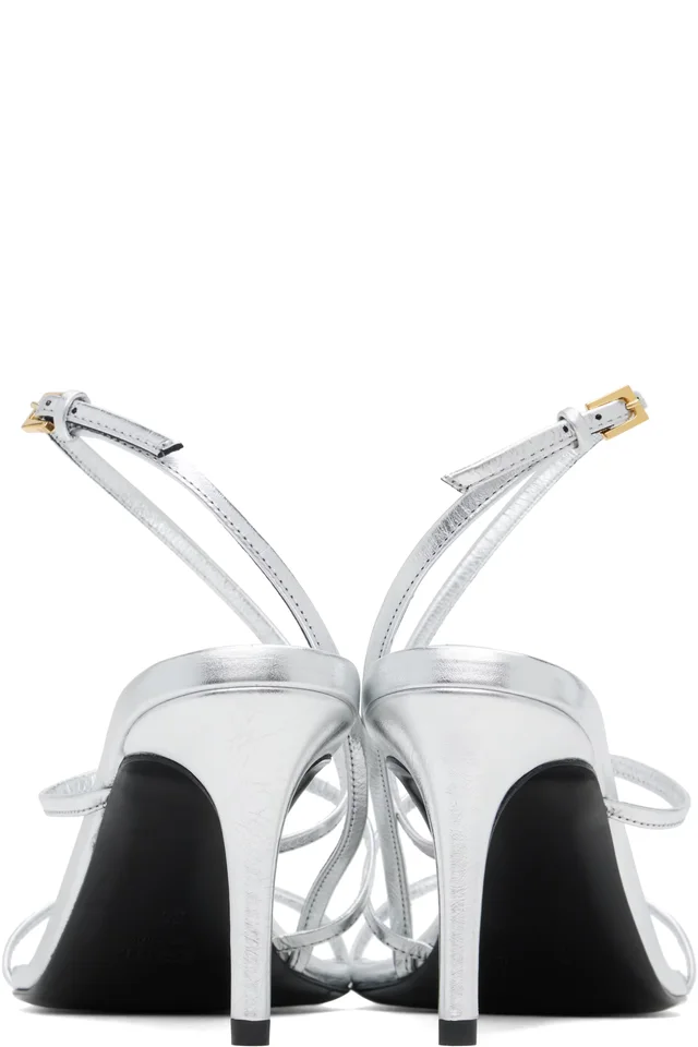KHAITE Silver Loop Heeled Sandals, photo 2 of 5 from SSENSE
