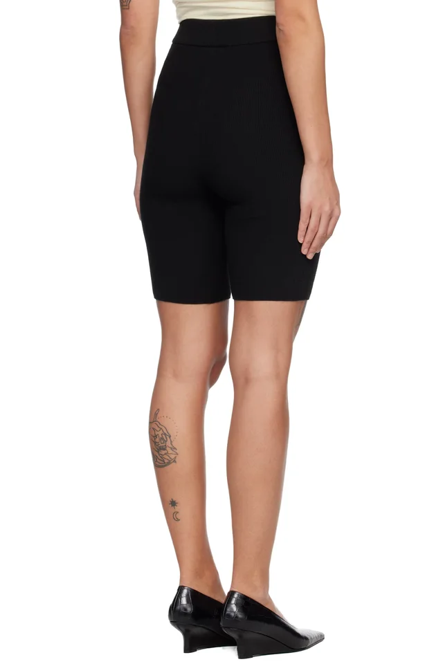 Fear of God ESSENTIALS Black Rib Knit Bike Shorts, photo 3 of 4 from SSENSE