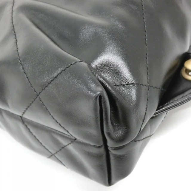 CHANEL 22 Line AS3859 Rucksack in BLACK / MAT GOLD metal fittings calf from KOMEHYO, photo 3 of 8