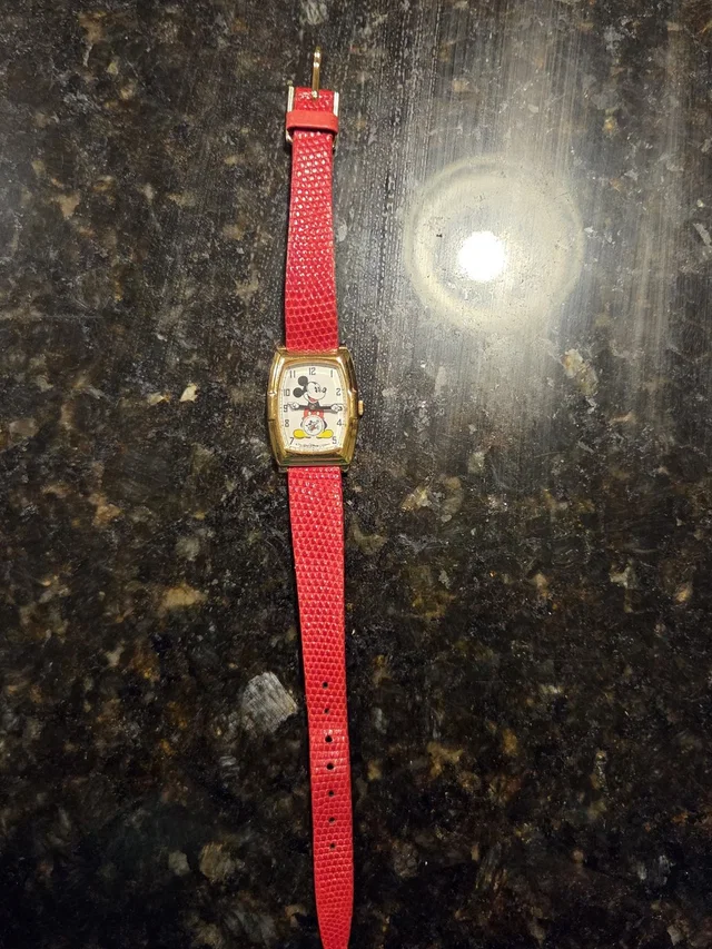 Seiko Vintage Disney Mickey Mouse Quartz Watch in gold|red Leather from Poshmark