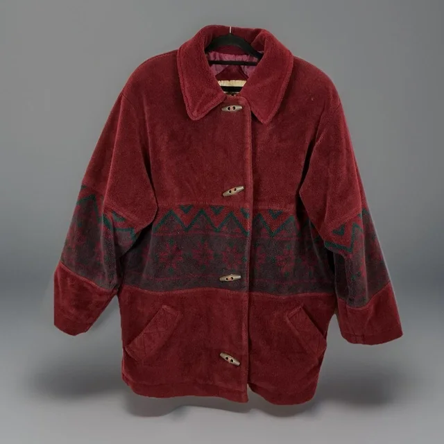 Mulberry Women's Overcoat - Burgundy/Red - L in red from Depop