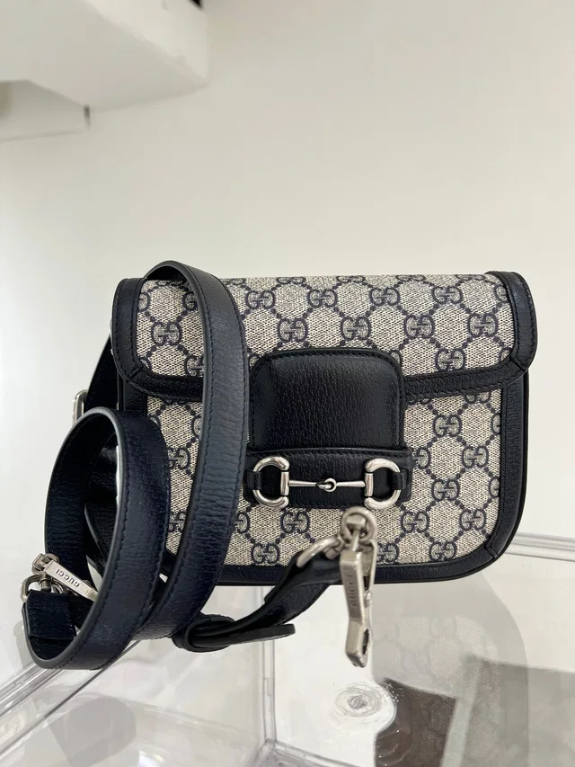 Gucci Beige+Blue GG Supreme Canvas Bag in Beige Canvas from Luxury Promise