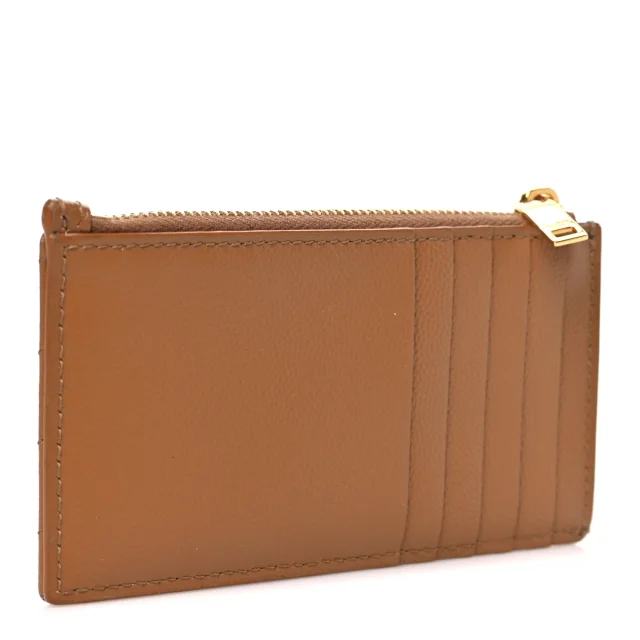 Saint Laurent Grain De Poudre Matelasse Chevron Monogram Fragments Zippered Card Case Cork in Leather from FASHIONPHILE, photo 3 of 7