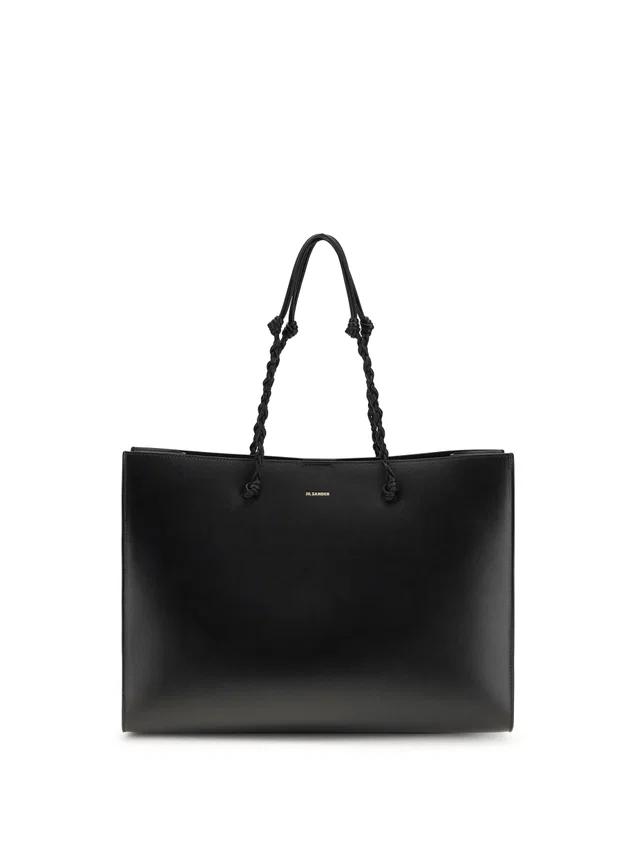 Jil Sander Tangle Tote Bag — Black Calf Leather Bos Taurus in Black Calfskin from HEWI
