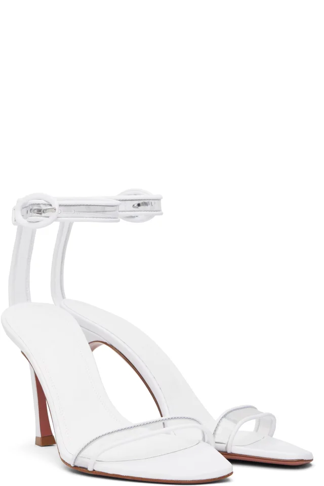 Amina Muaddi White Kim Glass Heeled Sandals, photo 4 of 5 from SSENSE