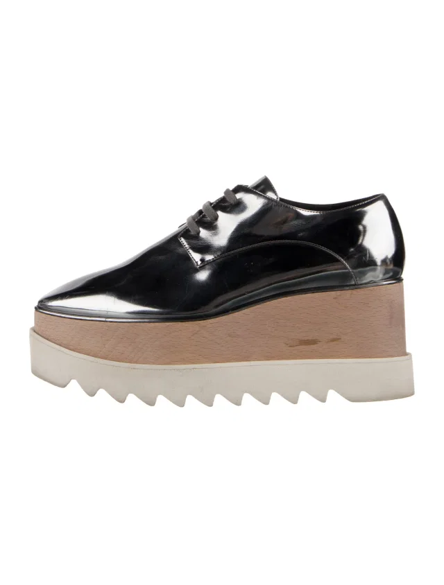 Stella McCartney Vegan Patent Leather Chunky Sneakers in gray|white|silver Patent leather from The RealReal