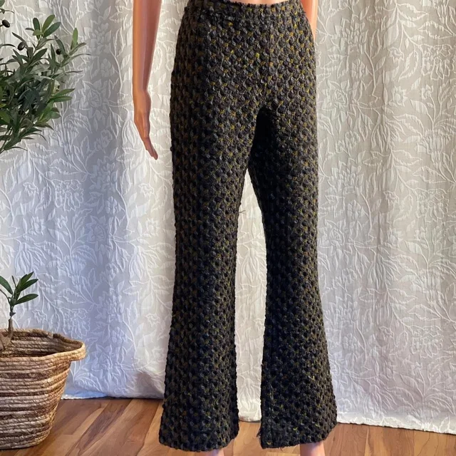 Dolce & Gabbana Vintage Wool Tweed Pants Gray Olive Tailored Trousers It 42 Us 6 in brown|red Tweed from Poshmark