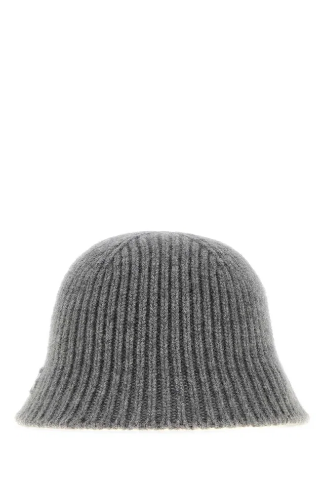 Miu Miu Virgin Wool & Cashmere Blend Bucket Hat — Gray Lana Vergine in Grey Cashmere from HEWI