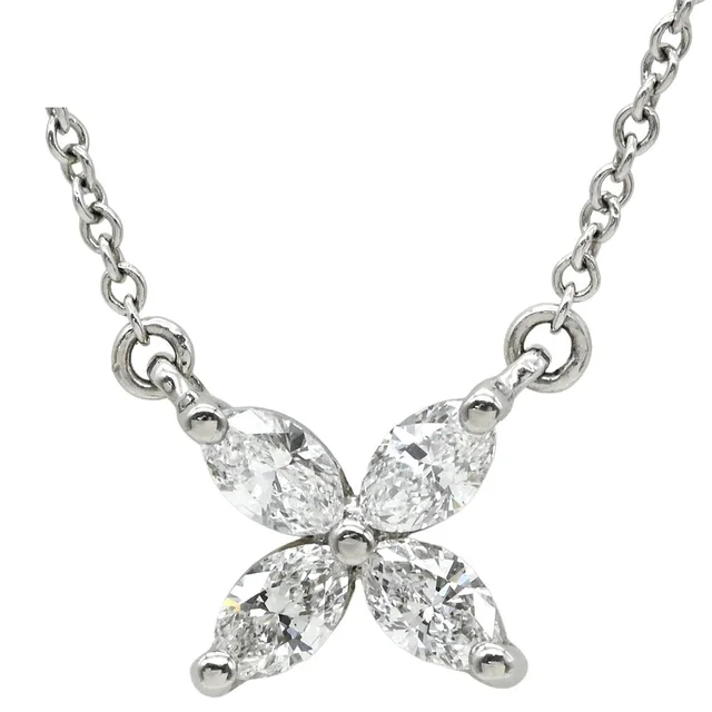 Tiffany & Co. Necklace Victoria Diamond Platinum Silver T&Co Flower Motif in Silver from The Reluxe