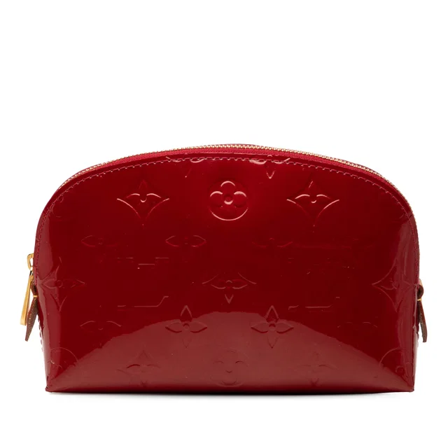 Red Louis Vuitton Monogram Vernis Cosmetic Pouch in Red Leather from Designer Revival