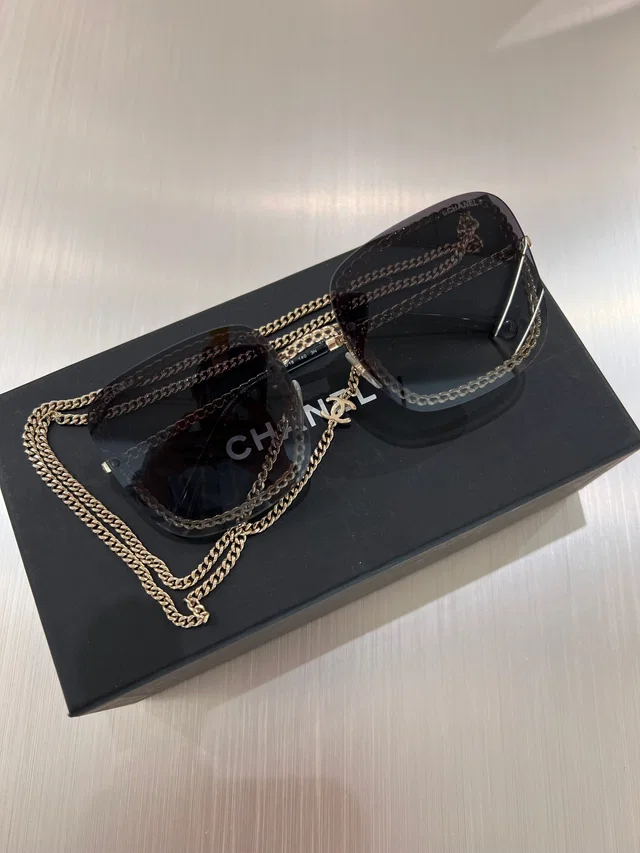 Chanel 4244 sunglasses with chain strap in Leather from Luxury Promise