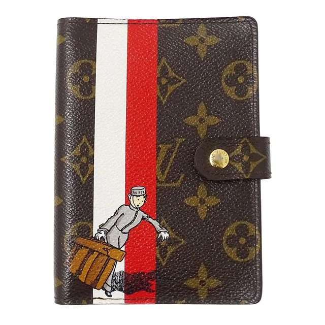 Louis Vuitton Notebook Cover Monogram Groom Agenda PM Rouge Brown Red Stationery in Brown Coated canvas from The Reluxe