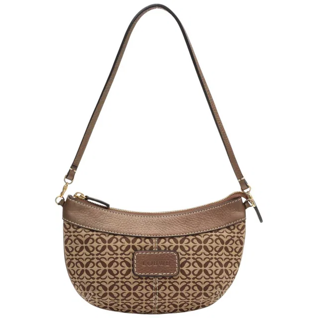 Loewe Anagram Pattern Logo Embossed Handbag Brown in Brown Canvas from VINTAGE QOO TOKYO