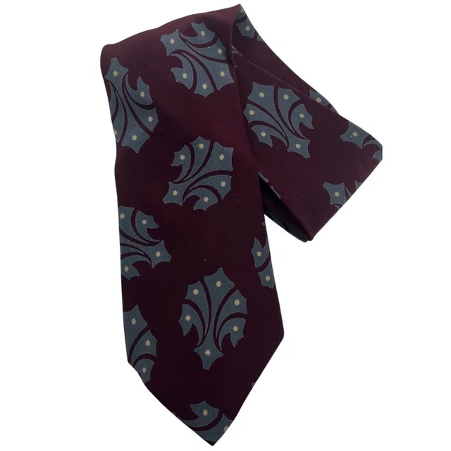 Giorgio Armani Pure Silk Burgundy And Blue Damask Print Neck Tie in blue|red Silk from Poshmark