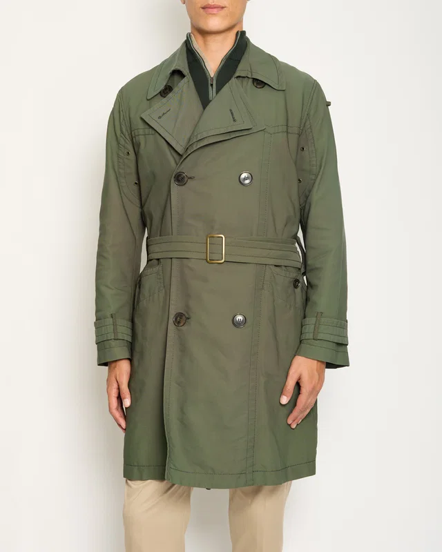 Dolce & Gabbana Khaki Green Menswear Belted Trench Coat Size IT 50 (UK 40) in Green from Sellier