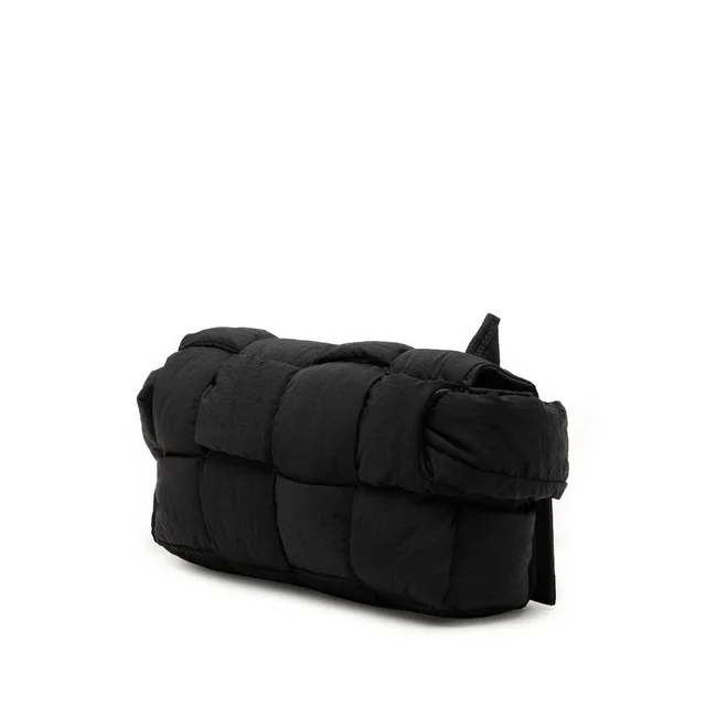 Black Bottega Veneta Mini Nylon Intrecciato Padded Tech Cassette Belt Bag in Black Woven leather from Designer Revival, photo 2 of 2