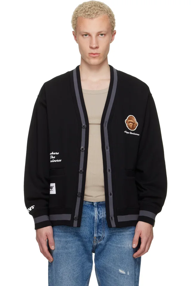Black 'AAPER' Button Down Cardigan, image 1 of 1 from SSENSE