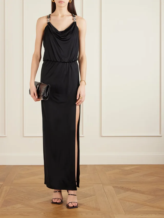 VERSACE Embellished draped jersey gown in Black, photo 2 of 2 from NET-A-PORTER (Canada)