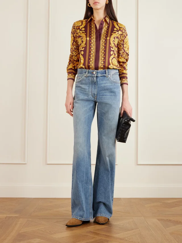 VERSACE Printed silk-twill shirt in Metallic, photo 2 of 2 from NET-A-PORTER (Canada)