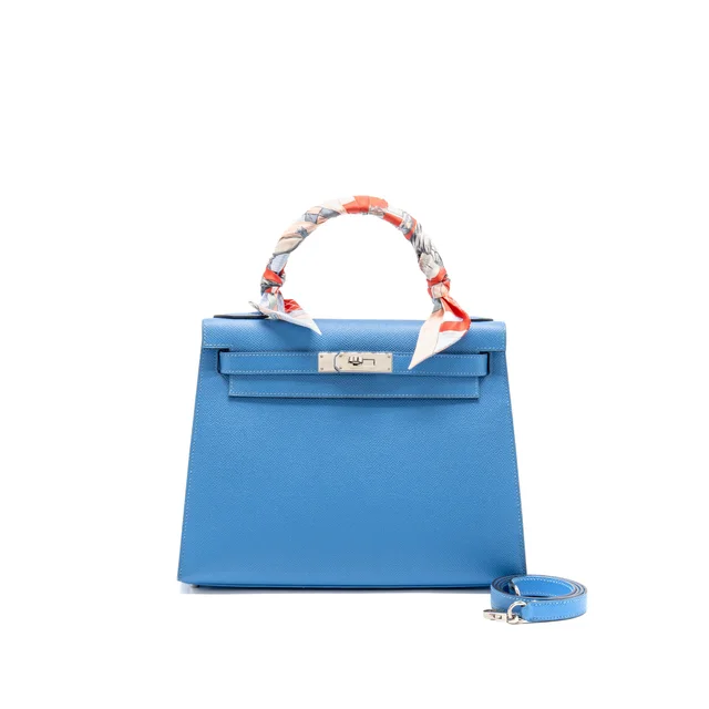 Hermès Kelly 28 Epsom 2T Blue Paradise SHW stamp T in Blue Epsom leather from EMIER