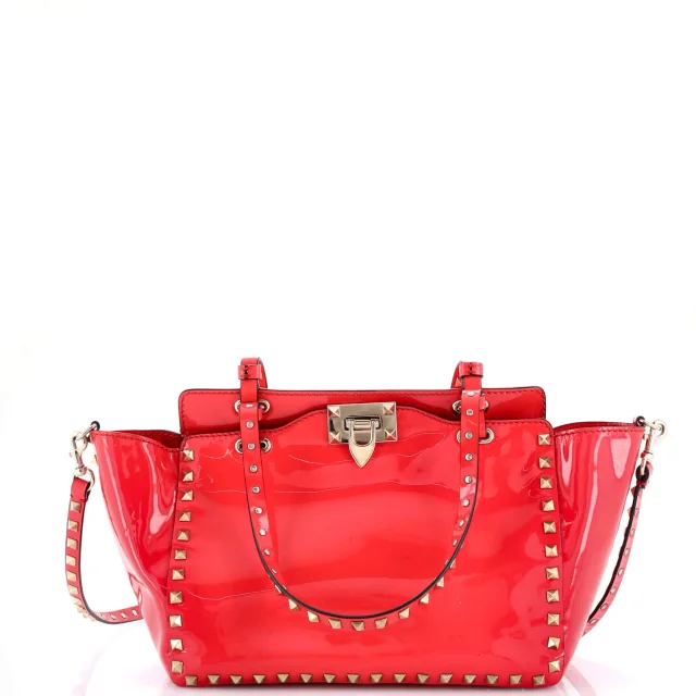 Valentino Garavani Rockstud Tote Soft Patent Medium in red Patent leather from Rebag