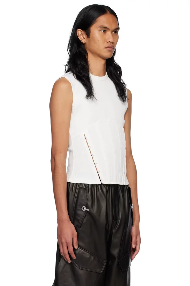 Dion Lee White Split Hem Tank Top, photo 2 of 4 from SSENSE