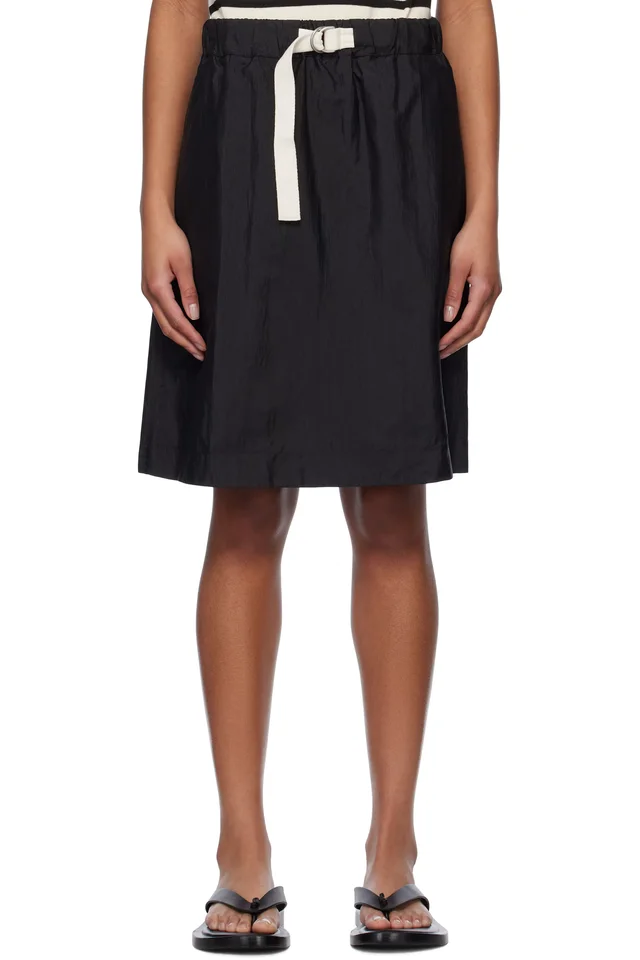 Jil Sander Black Belted Midi Skirt, image 1 of 1 from SSENSE