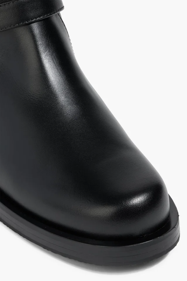 Stuart Weitzman Maverick Buckled Studded Leather Ankle Boots in Black, photo 4 of 4 from THE OUTNET