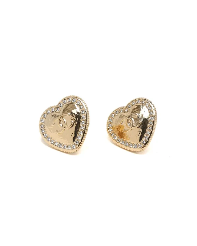 Chanel Coco Mark Heart Rhinestone Earrings from A Retro Tale, photo 2 of 3