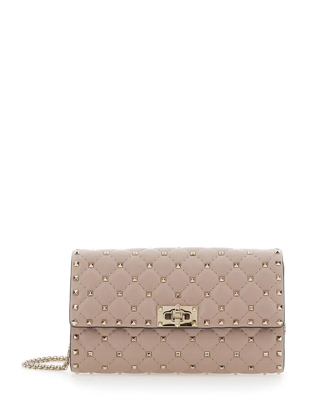 Valentino Garavani Rockstud Shoulder Bag — Pink Lamb Leather in Pink Lambskin from HEWI