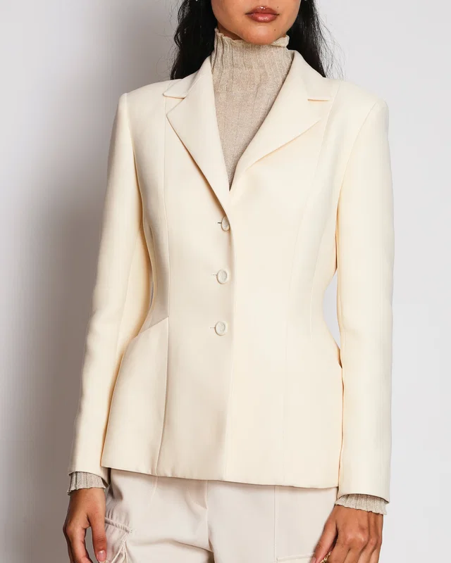 Dior Cream Bar Jacket Size FR 40 (UK 12) in White Silk from Sellier