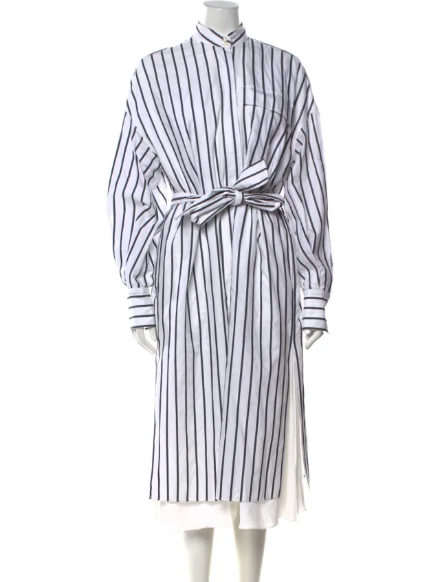 Brunello Cucinelli Striped Long Dress in white from The RealReal