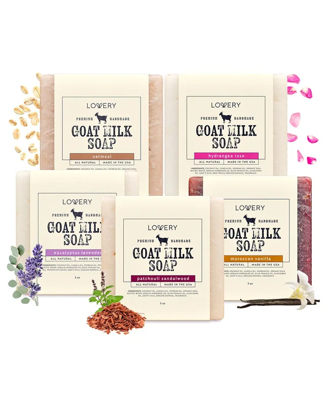 Lovery 5 Pack Handmade Goat Milk Soap Bars with Organic S, image 1 of 1 from Rue La La