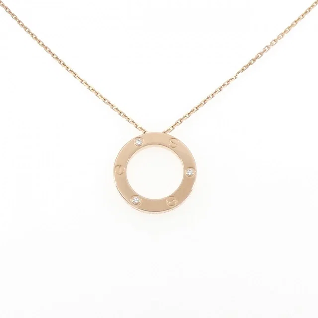 Cartier Love Necklace Half Diamond 750 Pink Gold Necklace in Pink from LuxUness