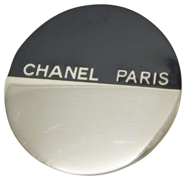 Chanel 00a Black x Silver Round Pin Brooch CC Logo in Black from Bagriculture