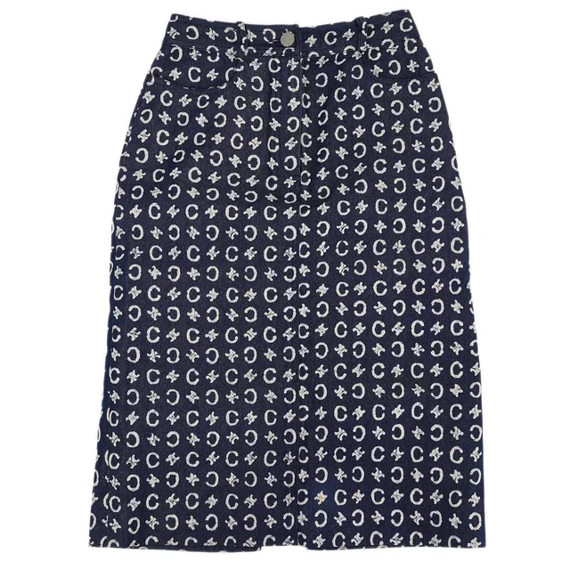 Celine Skirt Macadam Denim Blue #34 in Blue Denim from AMORE Vintage Tokyo