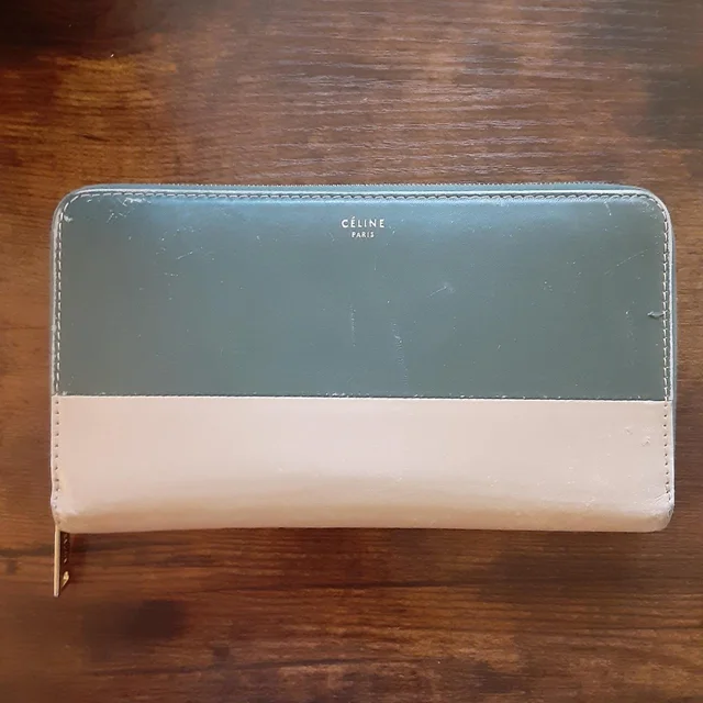 Celine Women's Leather Bag - Green/Black in green|black Leather from Depop, photo 1 of 1