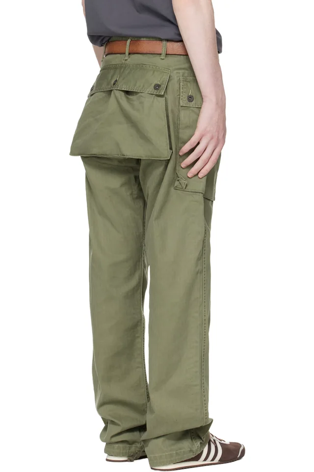 RRL Green Herringbone Field Cargo Pants, photo 3 of 5 from SSENSE