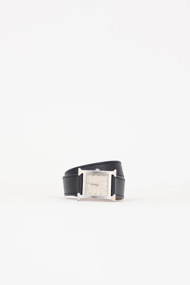 Hermès 2017 Large Heure H Watch in Leather from VSP Consignment