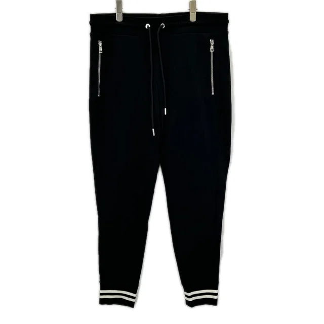 Moncler Patch Pantalone Lungo Sweatpants Pants in Black Leather from The Reluxe