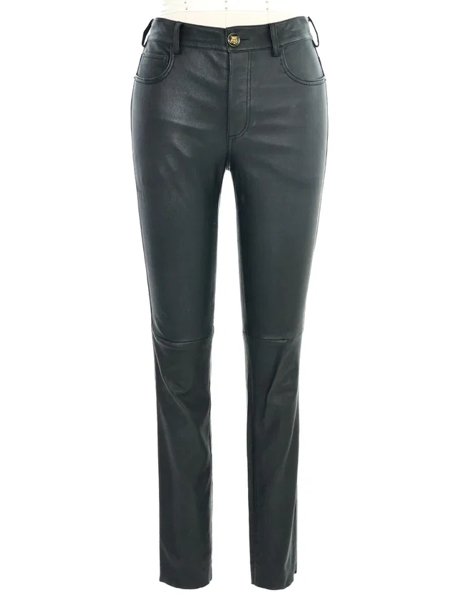 Gucci Embroidered Leather Skinny Trousers in Leather from Arcade Vintage