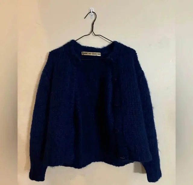 Vintage Comme Des Garcons Wool Cardigan in blue Wool from Grailed