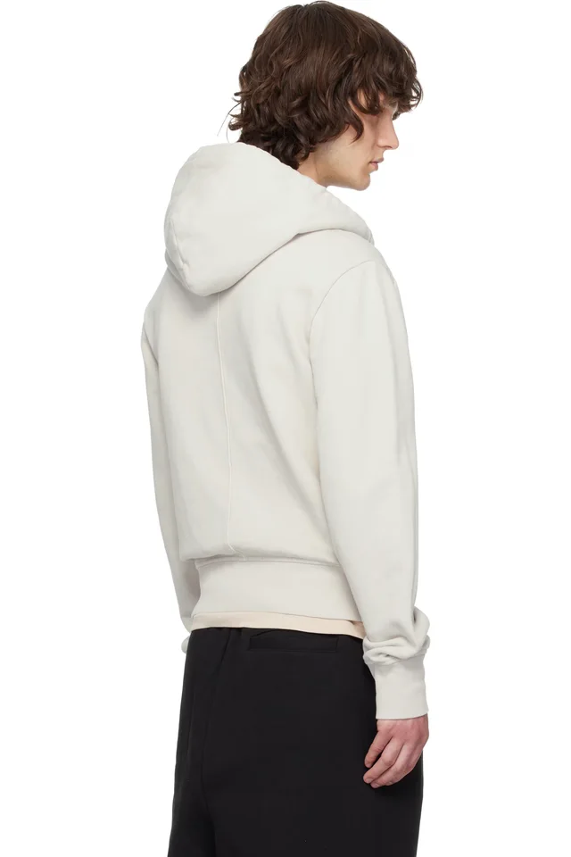 Entire Studios Off-White Slim Zip Up Hoodie, photo 3 of 4 from SSENSE