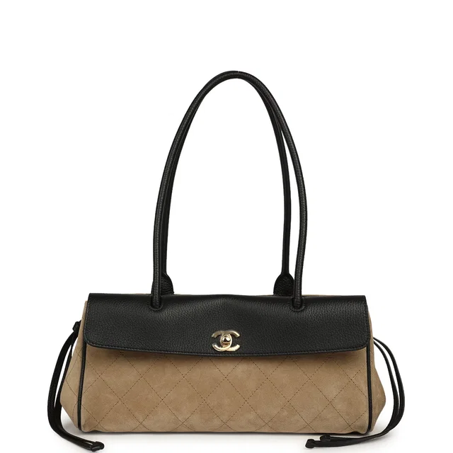 Chanel Small "Urban Essential" East West Shopping Tote Black Grained Calfskin and Beige Suede Gold… in Black Caviar leather from Madison Avenue Couture