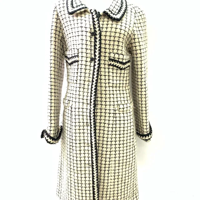 Chanel Creamy And Black Plaid Tweed Coat in Black Tweed from Luxury Promise