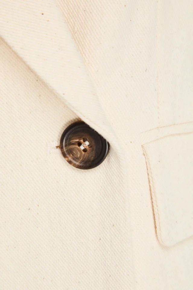 Brunello Cucinelli Double-Breasted Cotton and Wool-Blend Drill Blazer in White, photo 4 of 4 from THE OUTNET
